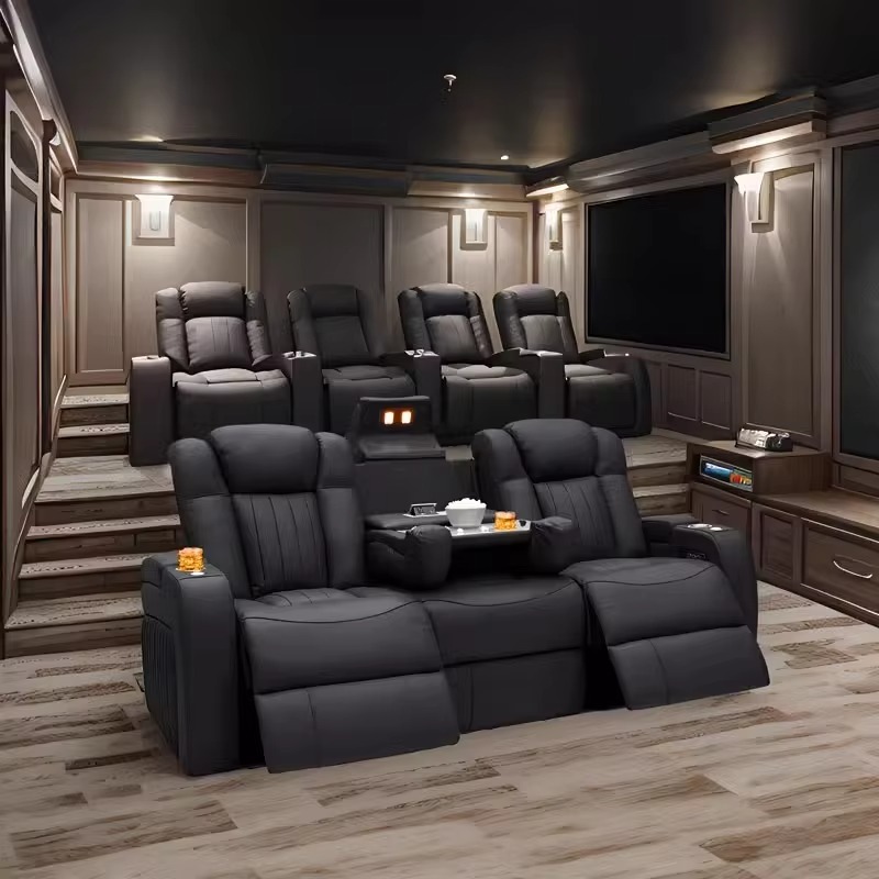 Home Cinema Chairs - Skórzane zestawy sof rozkładanych z funkcją